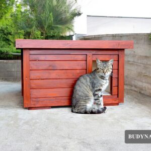 Zateplený domček pre mačku WHISKASS (odtieň teak)