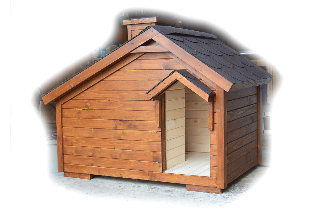 Psia búda ARMANNI s áčkovou strechou, komínom a strieškou nad vchodom #1