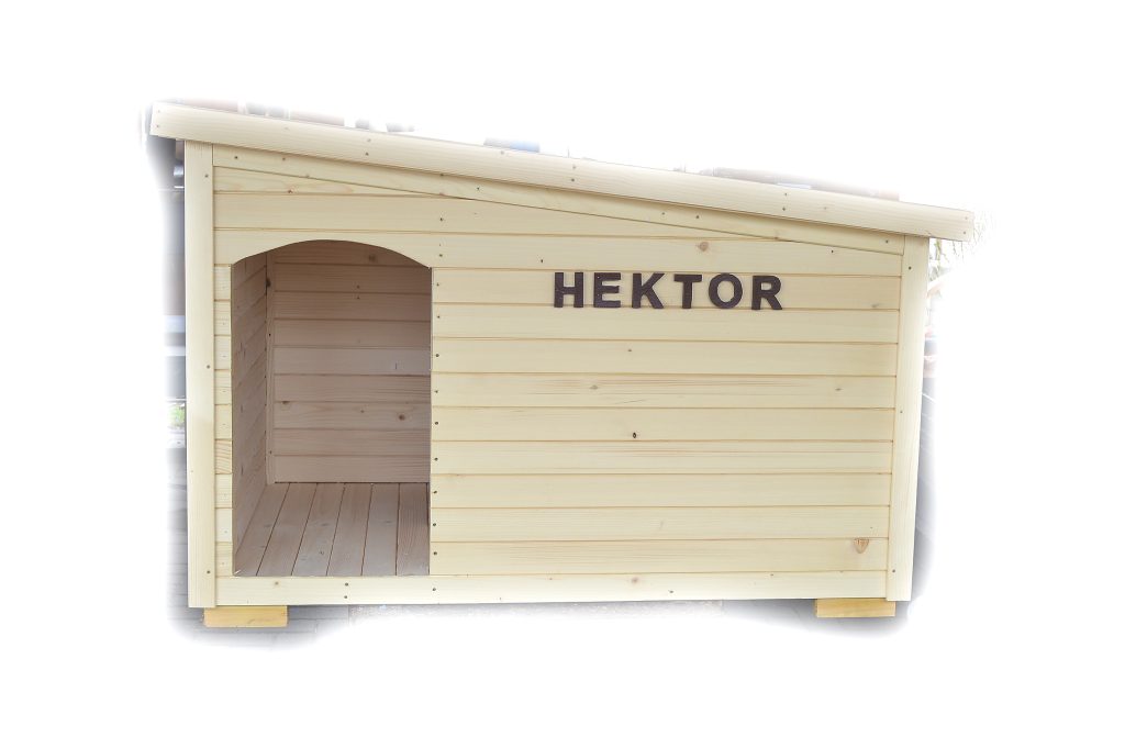 Psia búda MAXIM so šikmou strechou so sklonom do strany a menovkou v transparentnom odtieni #1